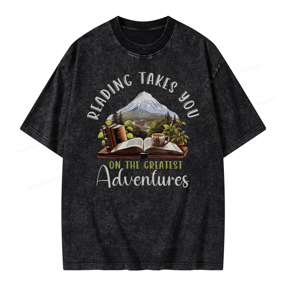 Pagewings Reading Adventures Unisex Washed T-shirt