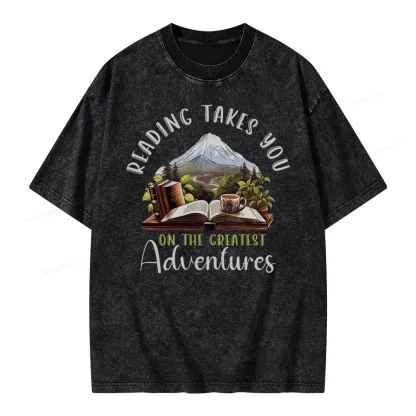 Pagewings Reading Adventures Unisex Washed T-shirt