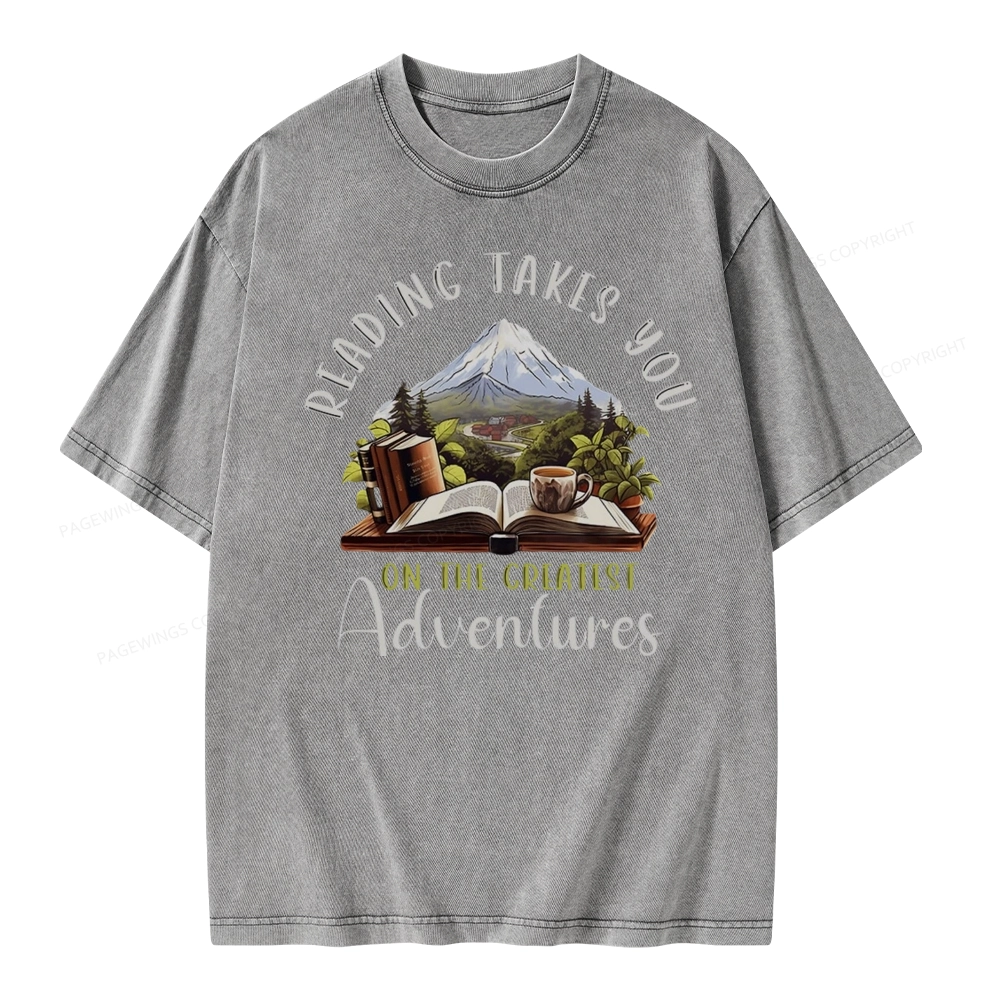Pagewings Reading Adventures Unisex Washed T-shirt