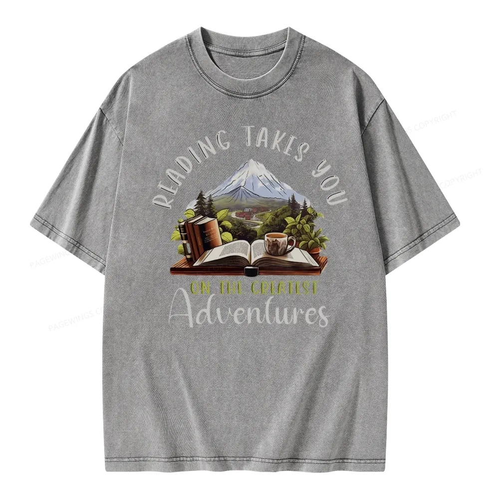 Pagewings Reading Adventures Unisex Washed T-shirt