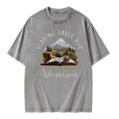 Pagewings Reading Adventures Unisex Washed T-shirt