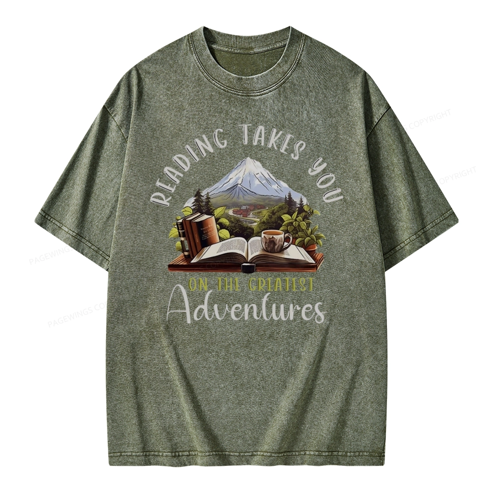 Pagewings Reading Adventures Unisex Washed T-shirt