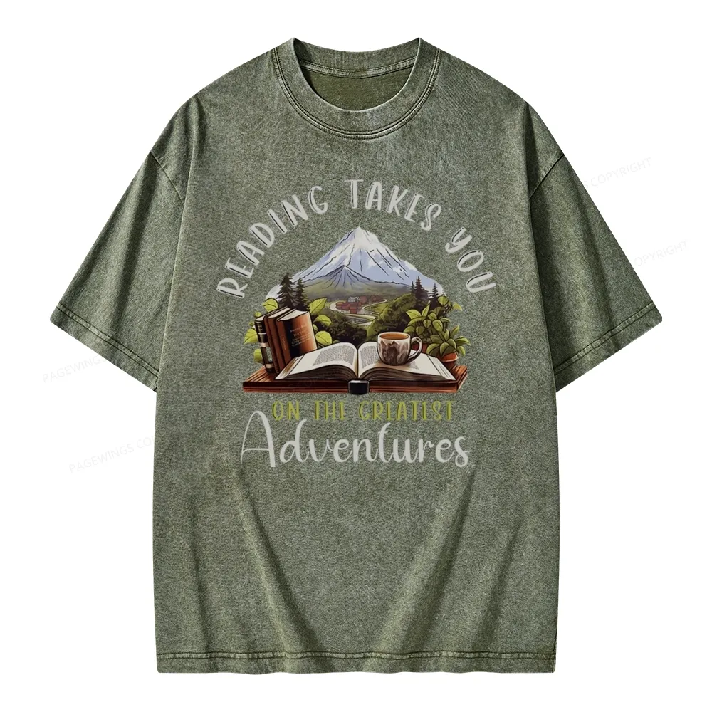 Pagewings Reading Adventures Unisex Washed T-shirt