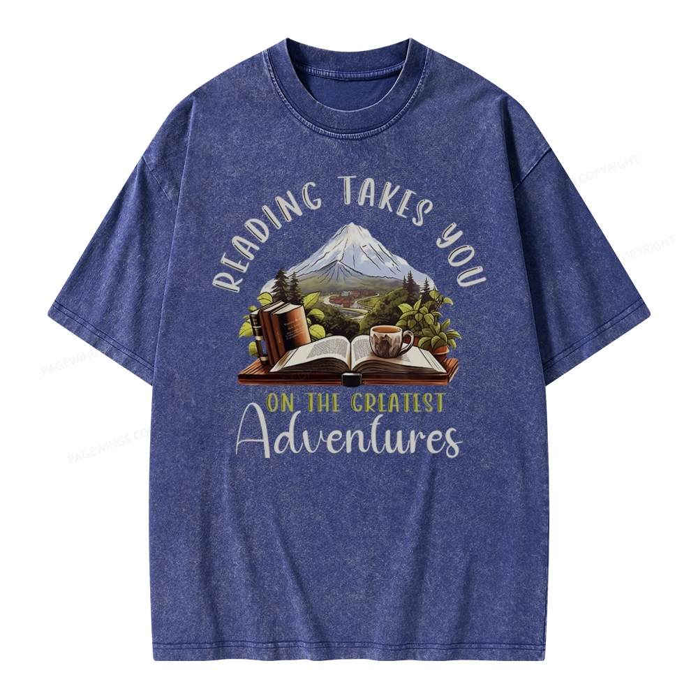 Pagewings Reading Adventures Unisex Washed T-shirt