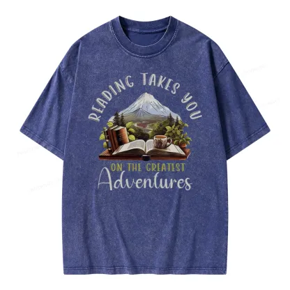 Pagewings Reading Adventures Unisex Washed T-shirt