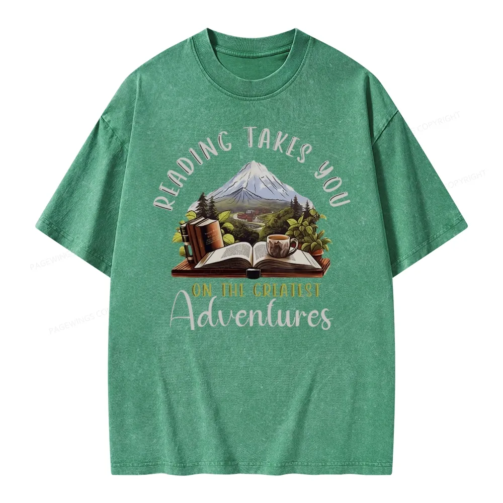 Pagewings Reading Adventures Unisex Washed T-shirt