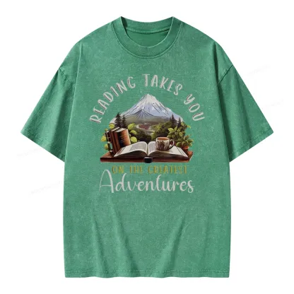 Pagewings Reading Adventures Unisex Washed T-shirt
