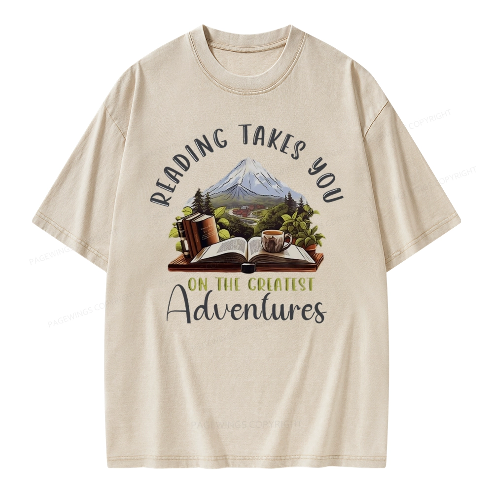 Pagewings Reading Adventures Unisex Washed T-shirt