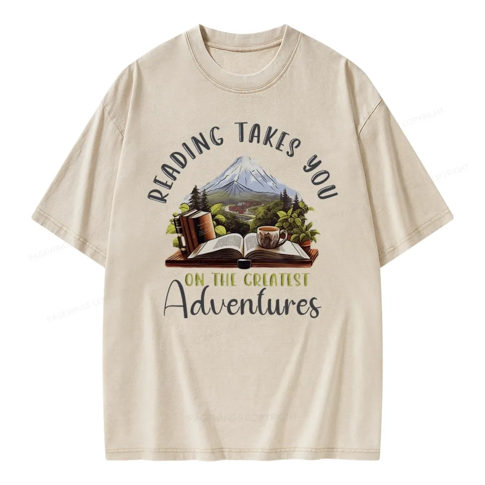 Pagewings Reading Adventures Unisex Washed T-shirt