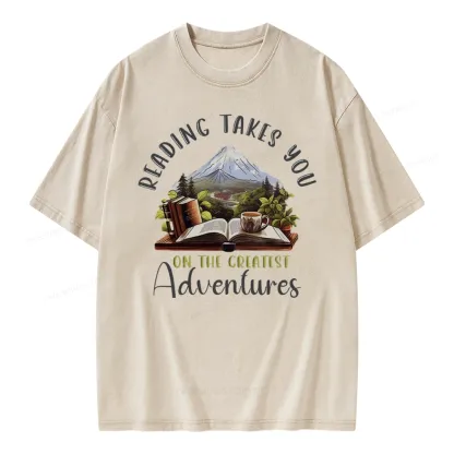 Pagewings Reading Adventures Unisex Washed T-shirt
