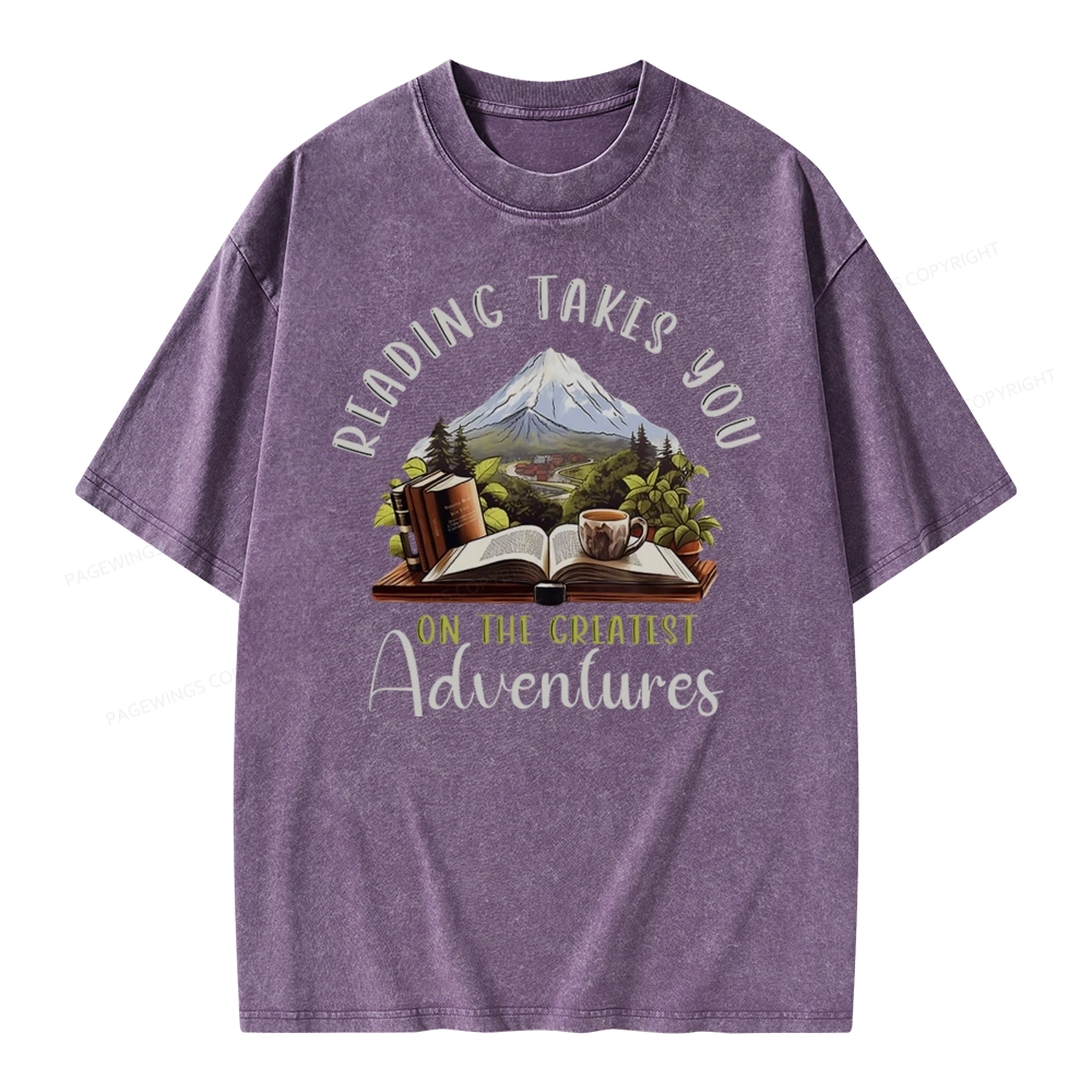 Pagewings Reading Adventures Unisex Washed T-shirt