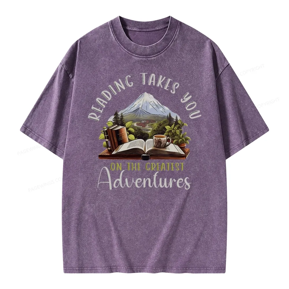 Pagewings Reading Adventures Unisex Washed T-shirt