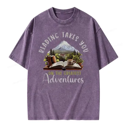 Pagewings Reading Adventures Unisex Washed T-shirt