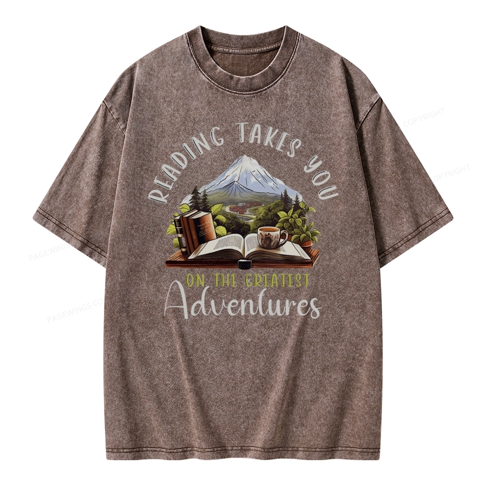 Pagewings Reading Adventures Unisex Washed T-shirt