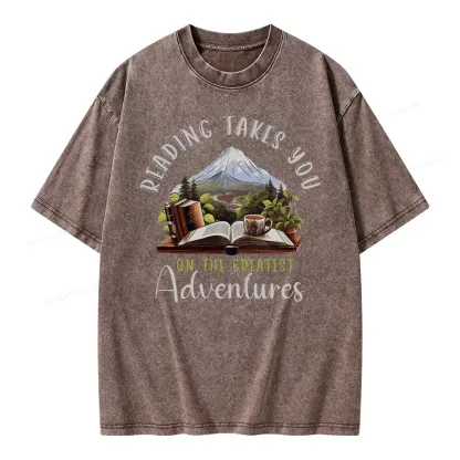 Pagewings Reading Adventures Unisex Washed T-shirt