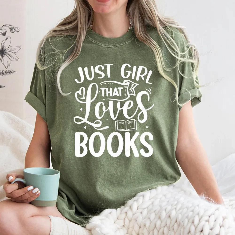 Pagewings Just Girl That Love Books Unisex Washed T-shirt