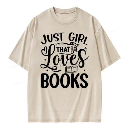 Pagewings Just Girl That Love Books Unisex Washed T-shirt