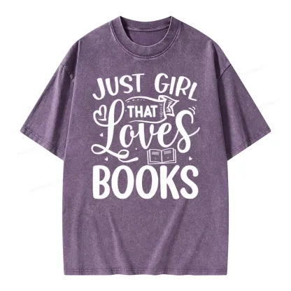 Pagewings Just Girl That Love Books Unisex Washed T-shirt