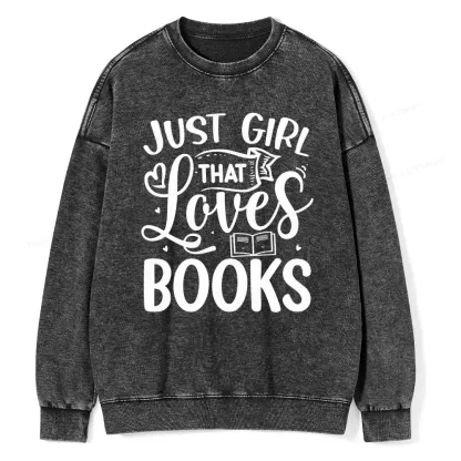 Pagewings Just Girl That Love Books Unisex Washed Sweatshirt