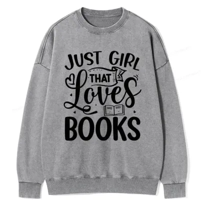 Pagewings Just Girl That Love Books Unisex Washed Sweatshirt