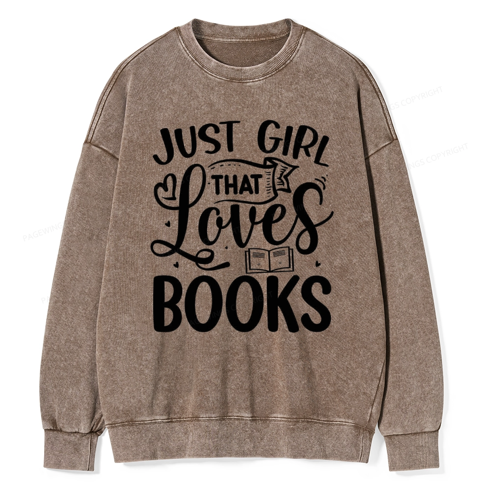 Pagewings Just Girl That Love Books Unisex Washed Sweatshirt