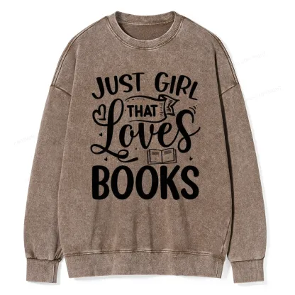 Pagewings Just Girl That Love Books Unisex Washed Sweatshirt