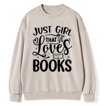 Pagewings Just Girl That Love Books Unisex Washed Sweatshirt