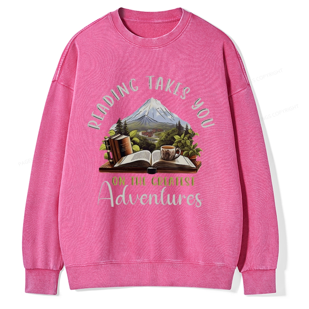 Pagewings Reading Adventures Unisex Washed Sweatshirt