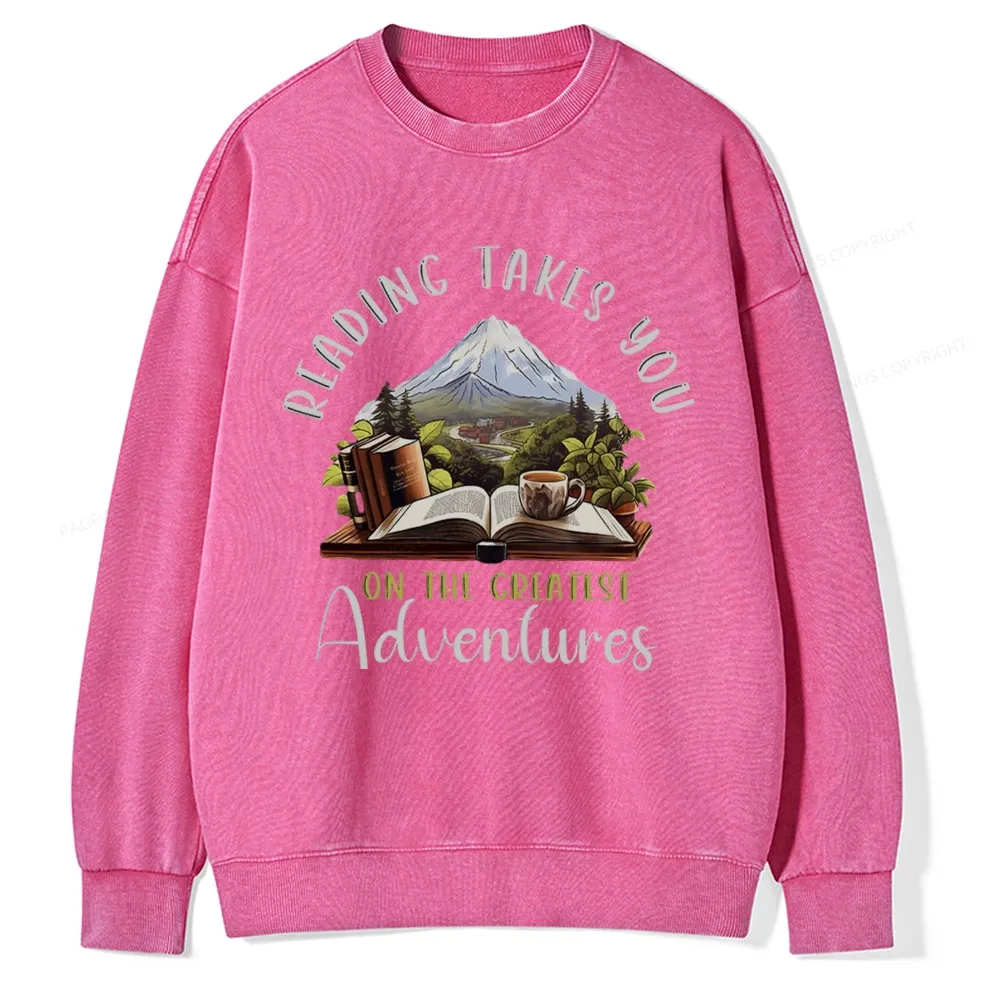 Pagewings Reading Adventures Unisex Washed Sweatshirt