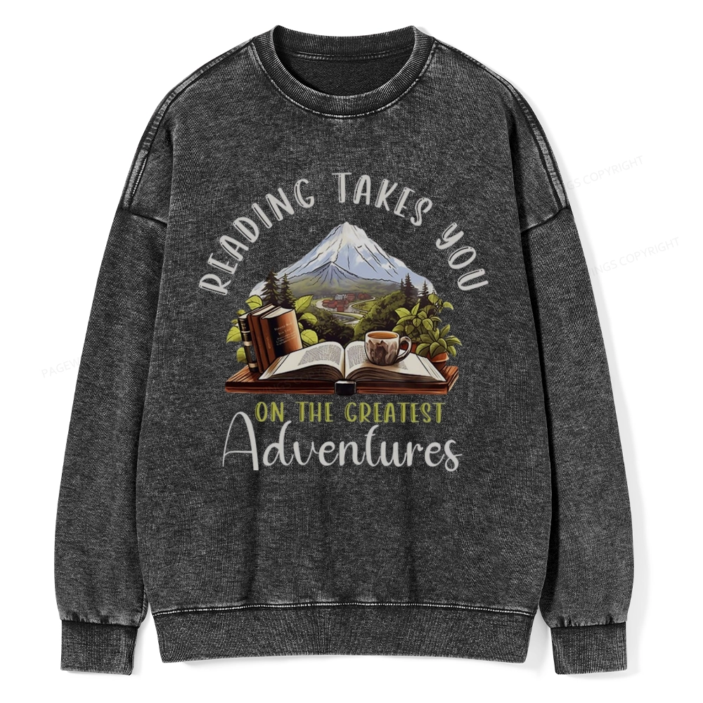 Pagewings Reading Adventures Unisex Washed Sweatshirt
