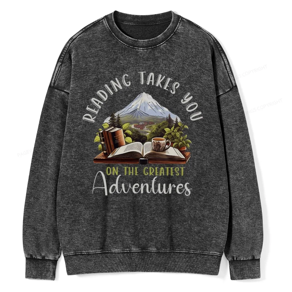 Pagewings Reading Adventures Unisex Washed Sweatshirt