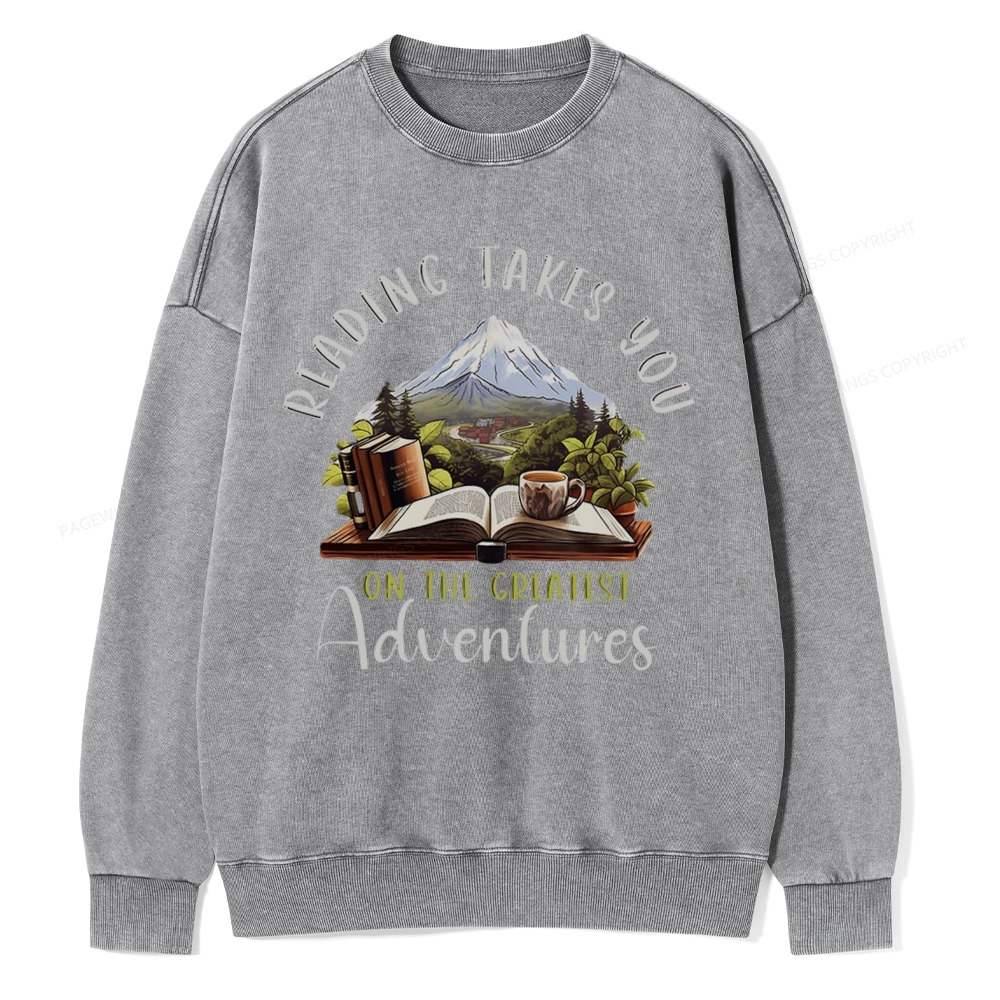 Pagewings Reading Adventures Unisex Washed Sweatshirt