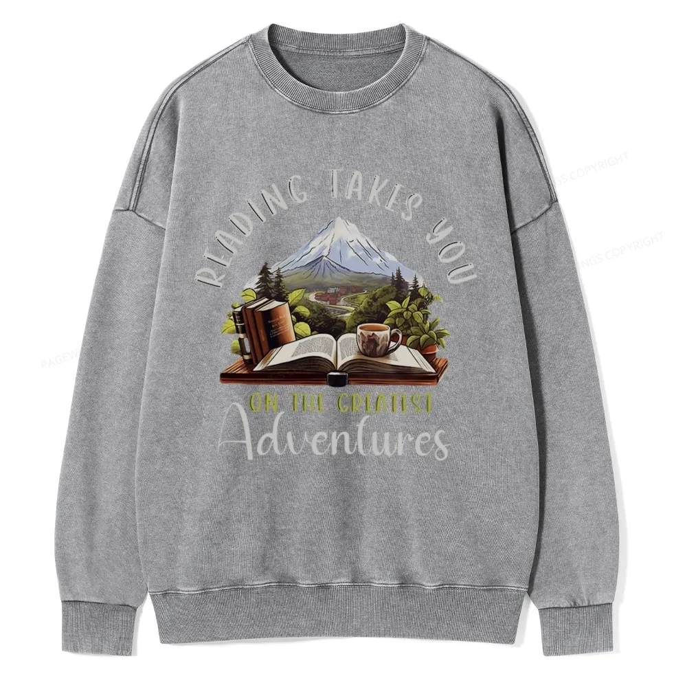 Pagewings Reading Adventures Unisex Washed Sweatshirt