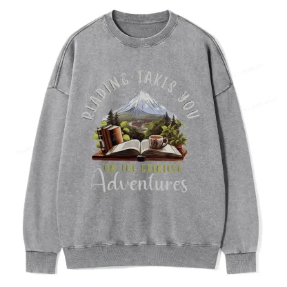 Pagewings Reading Adventures Unisex Washed Sweatshirt