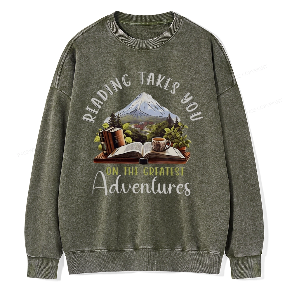 Pagewings Reading Adventures Unisex Washed Sweatshirt
