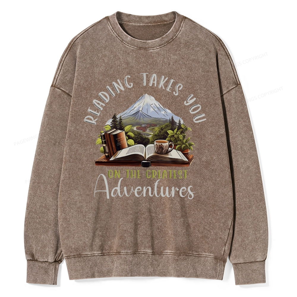 Pagewings Reading Adventures Unisex Washed Sweatshirt