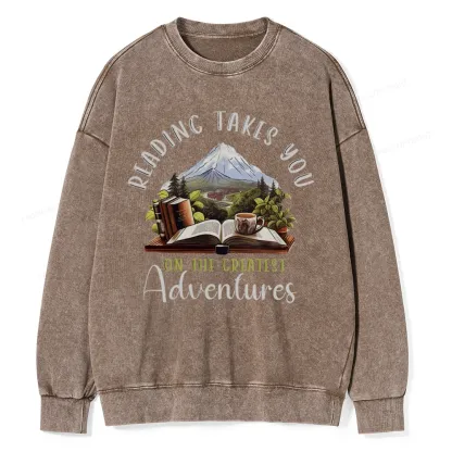 Pagewings Reading Adventures Unisex Washed Sweatshirt