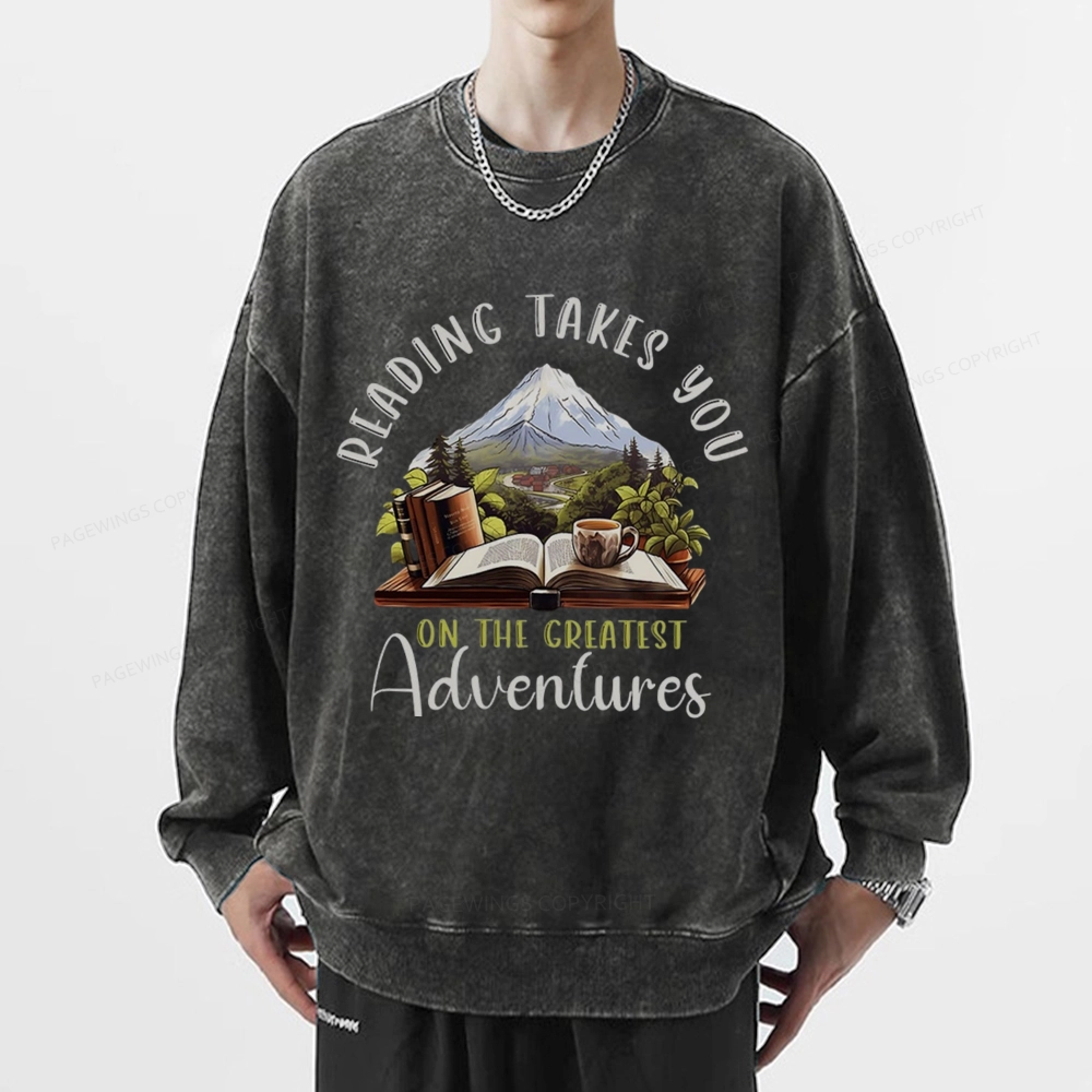 Pagewings Reading Adventures Unisex Washed Sweatshirt