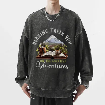 Pagewings Reading Adventures Unisex Washed Sweatshirt