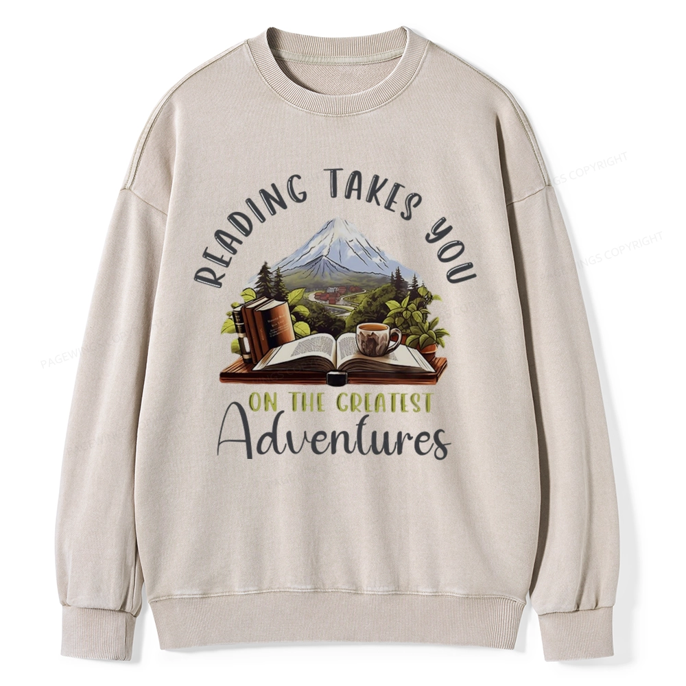Pagewings Reading Adventures Unisex Washed Sweatshirt
