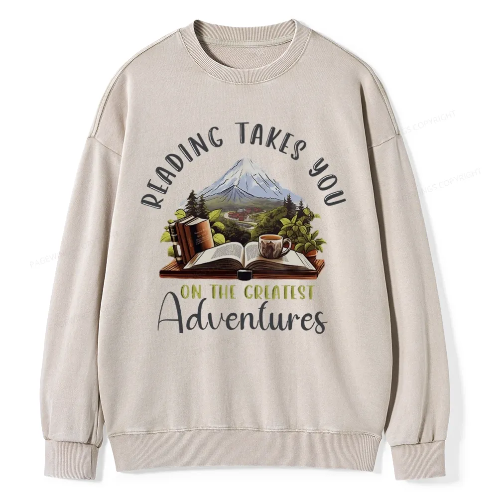 Pagewings Reading Adventures Unisex Washed Sweatshirt