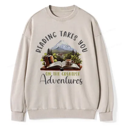 Pagewings Reading Adventures Unisex Washed Sweatshirt