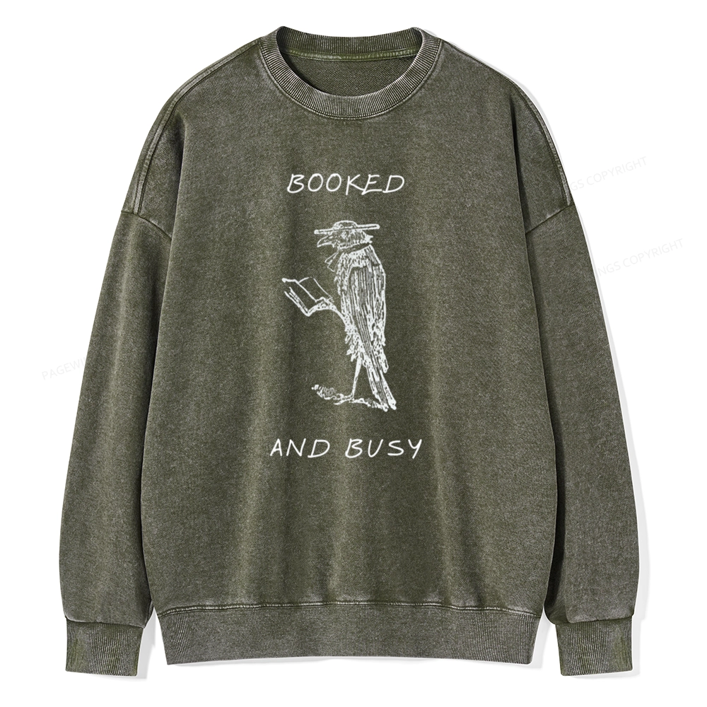 Pagewings Booked And Busy Washed Sweatshirt