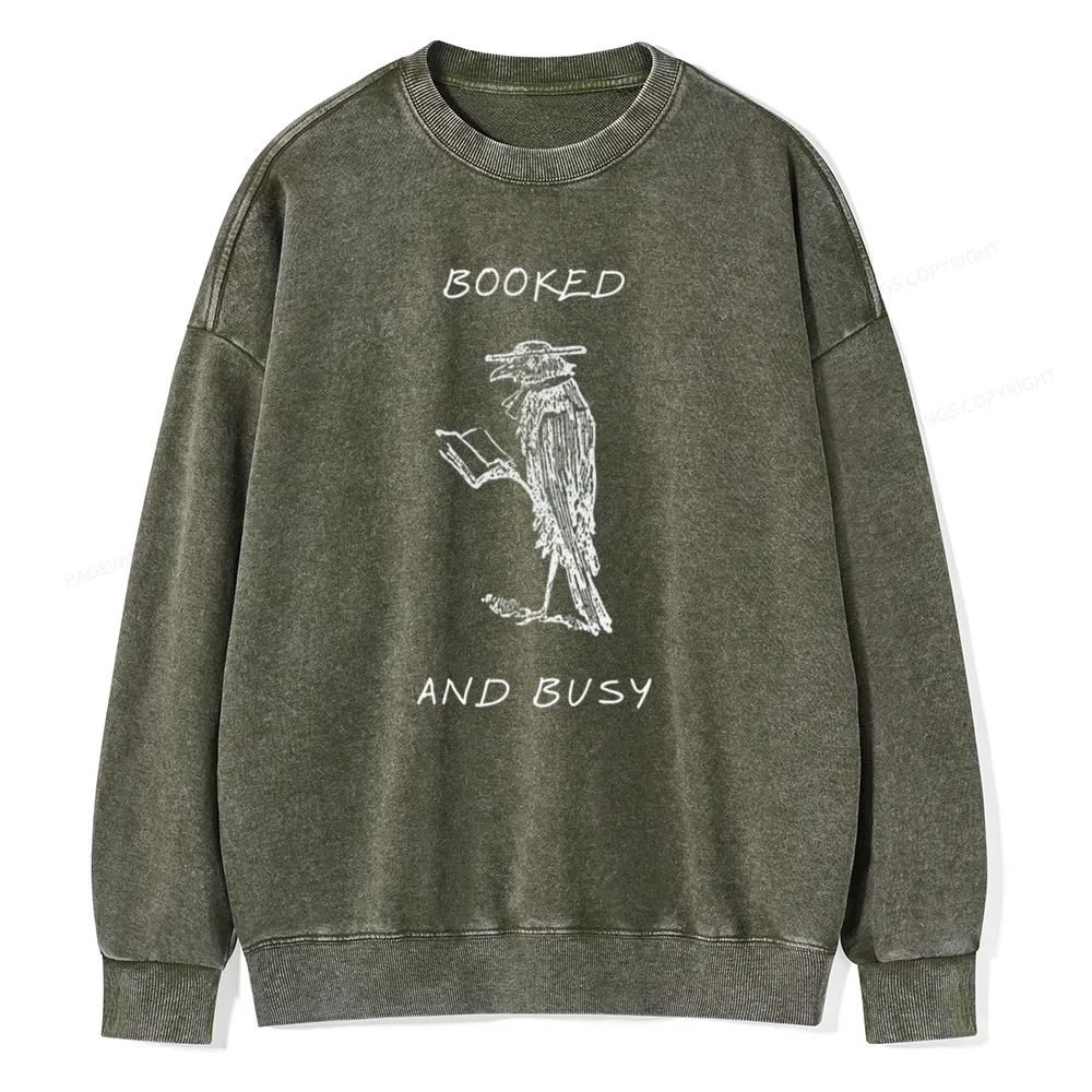 Pagewings Booked And Busy Washed Sweatshirt