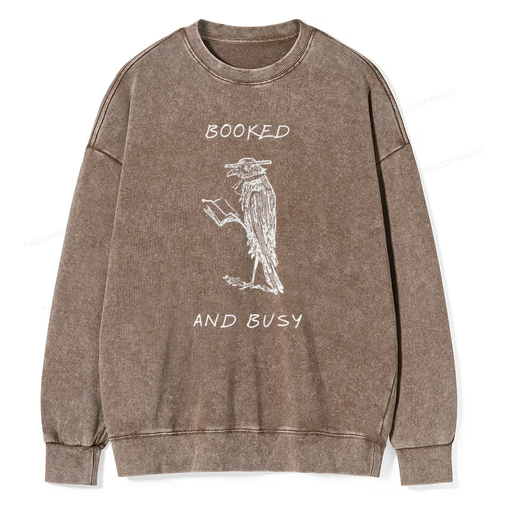 Pagewings Booked And Busy Washed Sweatshirt