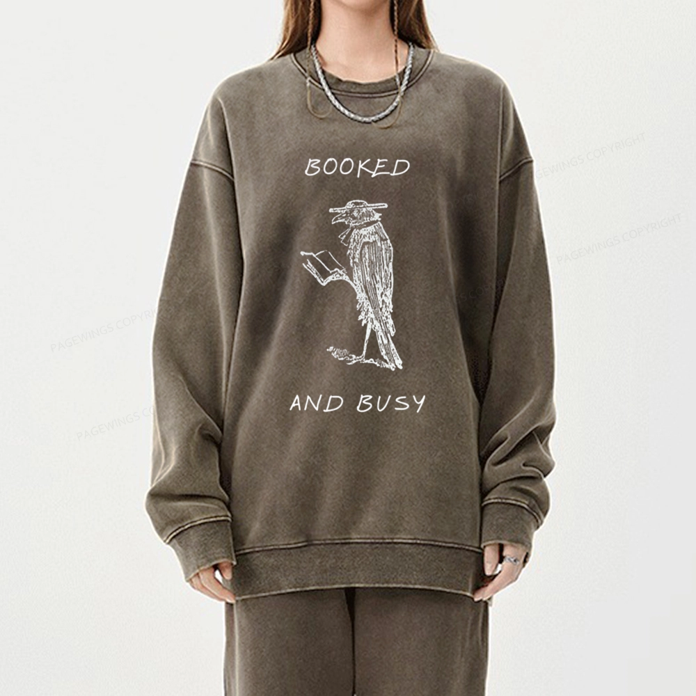 Pagewings Booked And Busy Washed Sweatshirt