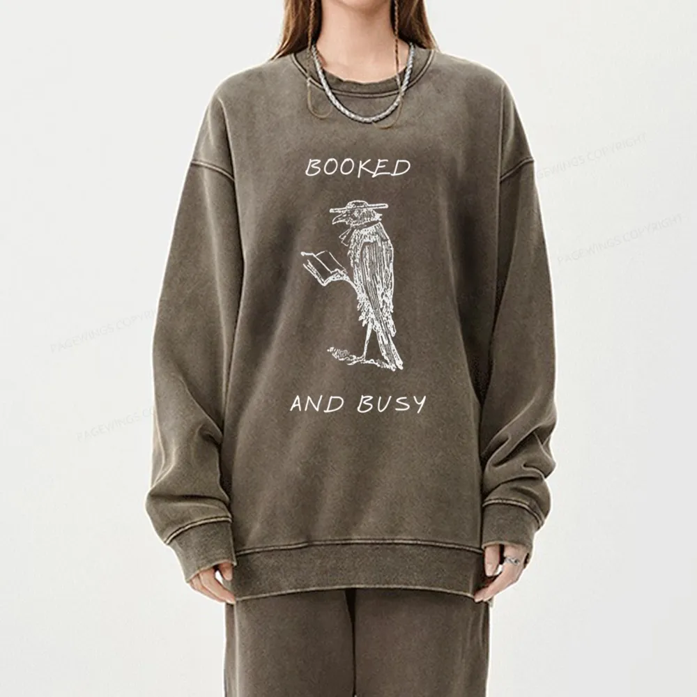 Pagewings Booked And Busy Washed Sweatshirt