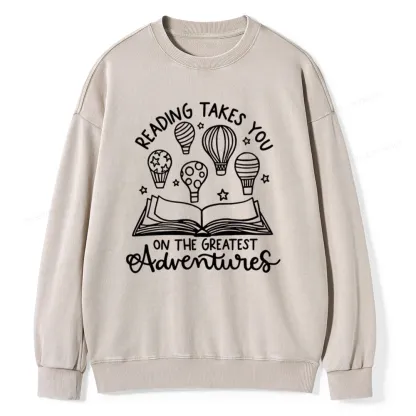 Pagewings Reading Adventures Book Unisex Washed Sweatshirt