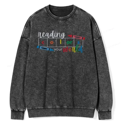 Pagewings Reading Colors Your World Book Unisex Washed Sweatshirt