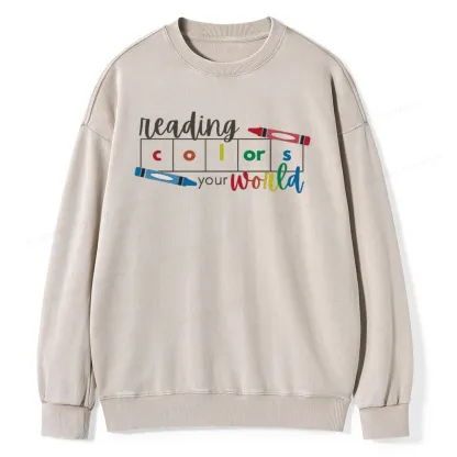 Pagewings Reading Colors Your World Book Unisex Washed Sweatshirt